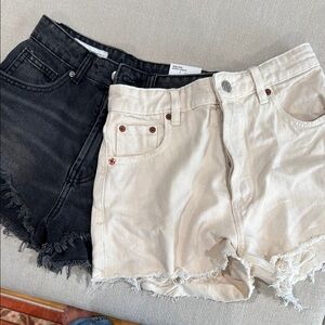 Stylish Women's Black and Cream Denim Shorts